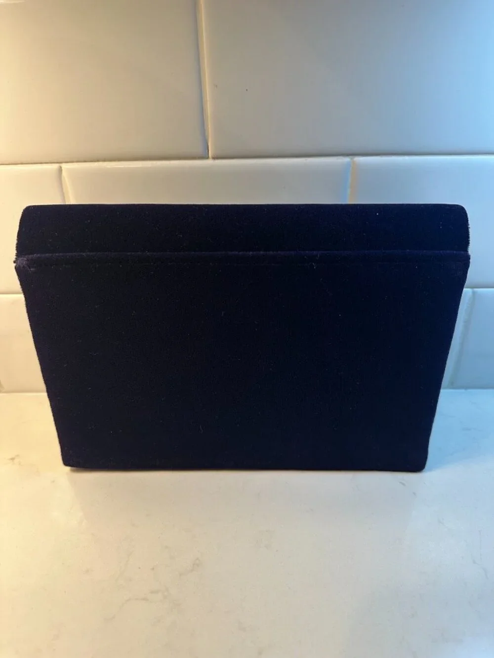 Vintage Bloomingdale's Navy Velvet Evening Convertible Clutch with Rhinestone
